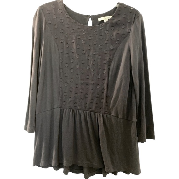 BODEN top, dark blue, size 8, soft knit, 3/4 sleeves, swirl embellishments. - Picture 1 of 5